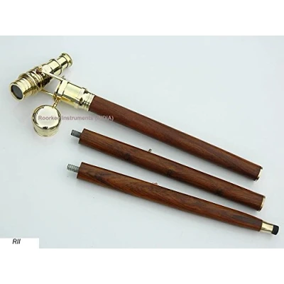Image of Walking Cane Telescope Harwood Folding Stick