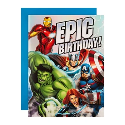 Image of Hallmark Birthday Card for Kids Extra Large Marvel Avengers Design
