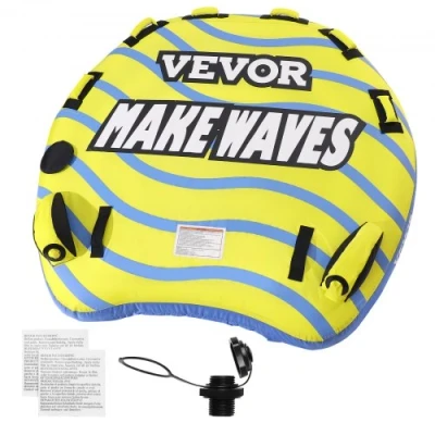 Image of VEVOR Towable Tube for Boating, 1 3 Riders Inflatable with Bumper Fins, 510 lbs Water Sport Tubes Boats to Pull, Full Nylon Cover, EVA Grab Handles and Speed Safety Valve