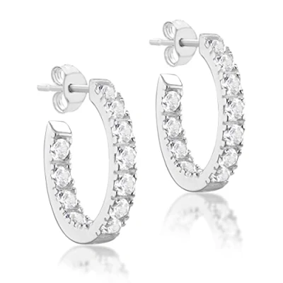 Image of Tuscany Silver Women&#039;s Sterling Cubic Zirconia Creole Earrings