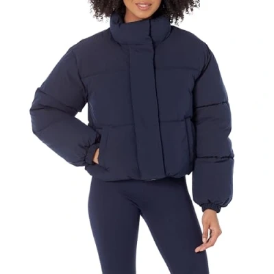 Image of Amazon Essentials Women&#039;s Crop Puffer Jacket (Available in Plus Size), Navy, XXL