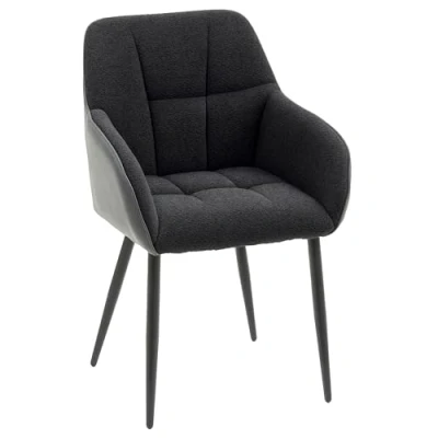 Image of HOMCOM Accent Chair with Foot Pads, Upholstered Armchair Chenille Fabric Front and PU Back, Occasional for Living Room Bedroom, Black