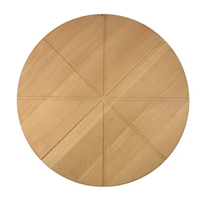 Image of EFO Wooden Serving Pizza Plate Board with Grooves to Slice and Preportion Wood Round Cutting Dia. 40 cm 15.75&quot;