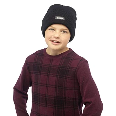 Image of undercover lingerie Childrens Boys Girls Heatguard Thermal Genuine Thinsulate GL232 Beanie Hat with Turn Up Black 6 9