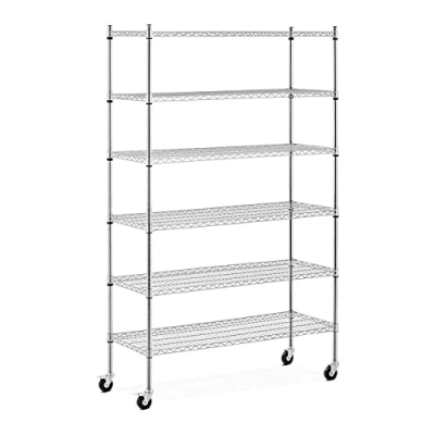 Image of Royal Catering RCMR 1800P49 Metal Shelf 120 x 45 189 cm 90 kg 4 castors Upright Boltless Household