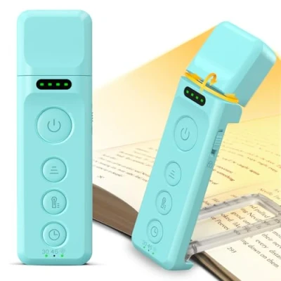 Image of Glocusent Book Light, Reading Light with Sleep Aid &amp; Timer, 5 Brightness 3 Color Expertise Lights for Books in Bed, USB C Rechargeable Lamp Lovers Gifts (Blue)