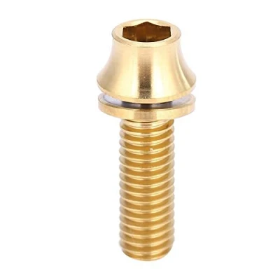 Image of MTB Water Bottle Cage Bolts Bicycle Titanium Alloy Screw M5x12/16mm with Washer(M5x16 Gold)