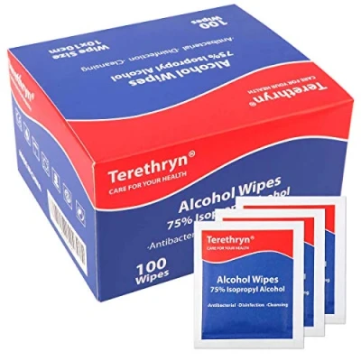 Image of Antibacterial Wipes 75% Isopropyl Alcohol Surface Disinfectant Wipes, Individually Wrapped Cleaning 100 Packs