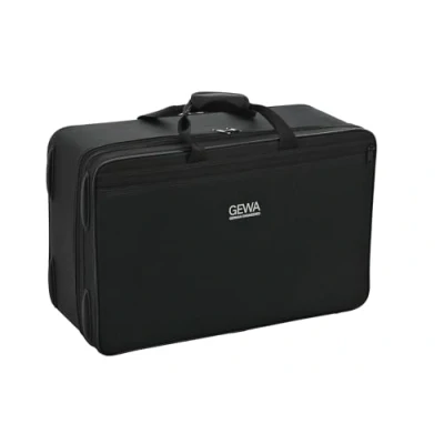 Image of GEWA trumpet case for 3 trumpets (perinet or rotary valve), nylon fabric, fibreglass core, incl. backpack straps, individually adjustable interior, accessories and music pocket, black