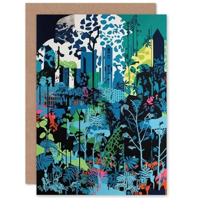 Image of Artery8 Singapore Forest Cityscape Modern Bold Landscape Travel Birthday Sealed Greeting Card Plus Envelope Blank inside