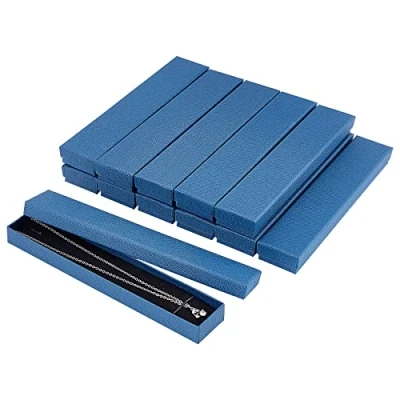 Image of NBEADS 12 Pcs Long Rectangle Cardboard Jewelry Gift Box Bracelets Necklace Storage Display Case, Royal Blue, 21x4x2cm