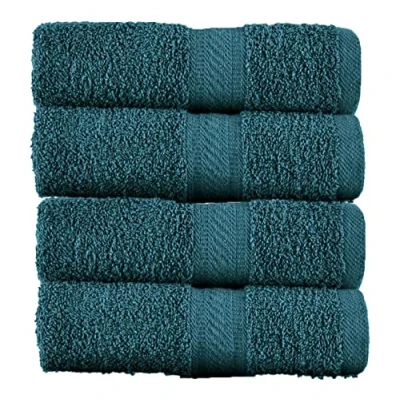 Image of Sweet Needle Pack of 4 Bathroom Large Bath Sheet Towels Teal, (70 x 140 cm) 100% Ringspun US Cotton, Quick Dry, Light Weight, Highly Absorbent for Bathroom, Shower, Spa, Beach, Pool &amp; Daily Use