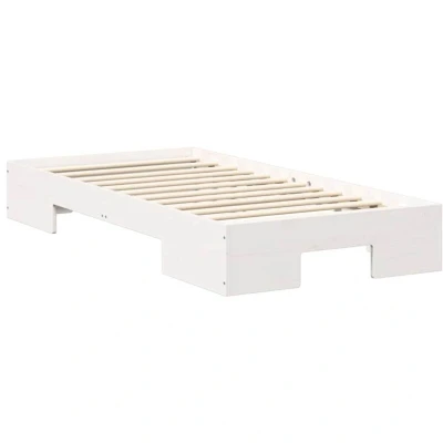Image of Floor Bed Frame with Storage White 80 x 200 cm Solid pine wood Vidaxl