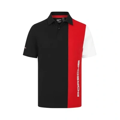Image of Porsche Motorsport Mens Stripe Polo Black Size: L
