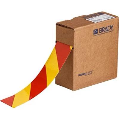 Image of Toughstripe Striped Ribbon, 50.80mm x 30.48m, Red/Yellow