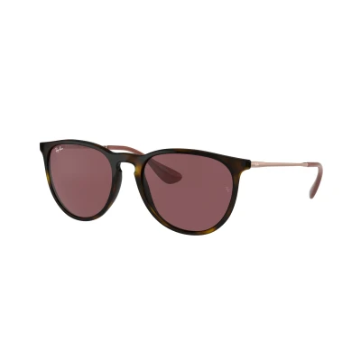Image of Ray Ban Woman RB4171 ERIKA 639175 Sunglasses Injected Turtle Violet Pantos Normal