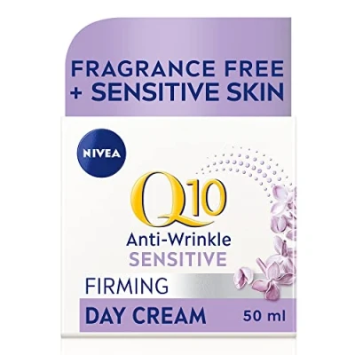 Image of NIVEA Q10 Anti Wrinkle Sensitive Firming Day Cream SPF 15 (50ml), Face with Skin Identical Pure and Liquorice Extract,