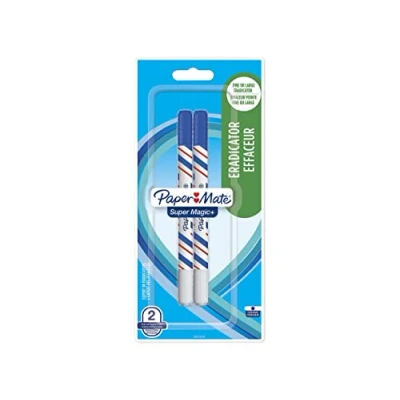Image of Paper Mate Magic+ Erasable Pen + Eradicator Fine Point Blue 4 Count