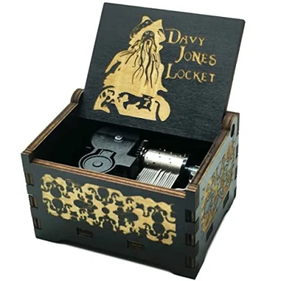 Image of Caribbean Davy Jones Music box Antique Wooden Musical Locket For Home Decoration Collection Toys Clockwork Drvien