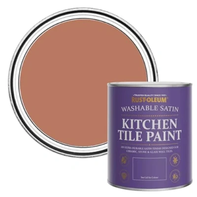 Image of Rust Oleum Red water resistant Kitchen Tile Paint in Satin Finish Siena 750ml