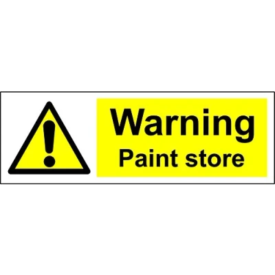 Image of Warning paint store Safety sign Self adhesive sticker 300mm x 100mm