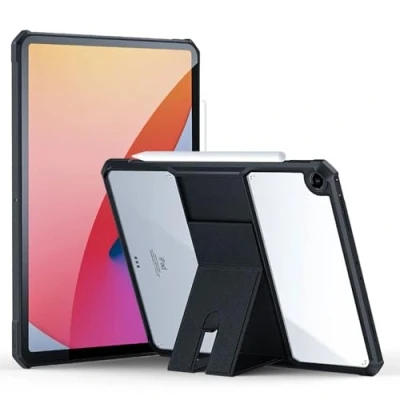 Image of TECHGEAR Tough Case for Apple iPad 10.2&quot; 2021/2020/2019 (7th / 8th 9th Generation) Premium Slim Hybrid Rugged Protective Bumper with Stand, Heavy Duty Protection Clear Back