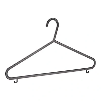 Image of Amazon Basics Plastic Hangers with Suit Trouser Bar and Lips, Black (50 Pack)