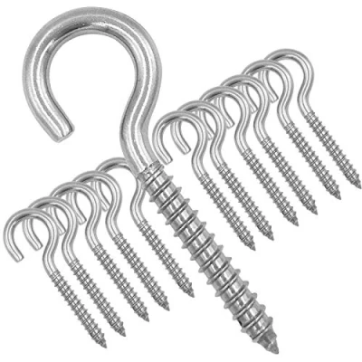 Image of YAIRMIS 12 Pack 304 Stainless Steel Screw Eyes, Heavy Duty Hooks, Small Eyelets, Lagging Eye Bolts, Indoor and Outdoor, self Tapping Screws, 3.2 inches