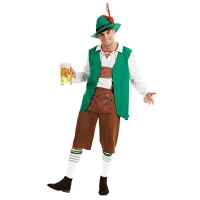 Image of Fun Shack Mens Lederhosen Costume, Oktoberfest Outfit Men, German Fancy Dress Bavarian Costume Men Large