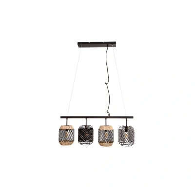 Image of David Bar Pendant Ceiling Light Black 4x E14