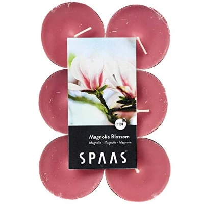 Image of Spaas 12 Scented Maxi Tealights, 10 Hours, Magnolia Blossom, Rose Blush, D 58 mm x H 24