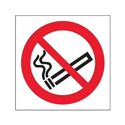 Image of V Safety No Smoking Logo Prohibition Sign 100mm x Self Adhesive Vinyl