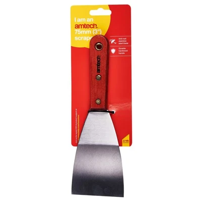 Image of Amtech G0800 75mm (3&quot;) Heavy Duty Scraper with Wooden Handle
