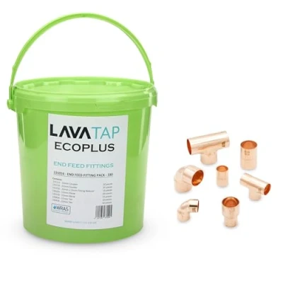 Image of 180 Piece Copper Pipe Fittings 15mm 22mm End Feed Plumbing Endfeed Coupler Elbow Tee Reducer Plumbers Bucket