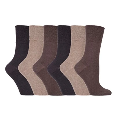 Image of Gentle Grip 6 Pairs of Ladies Diabetic Sock with Honey Comb Top and Hand linked Toe Seams 4 8 UK 37 42 Eur (Browns 39)