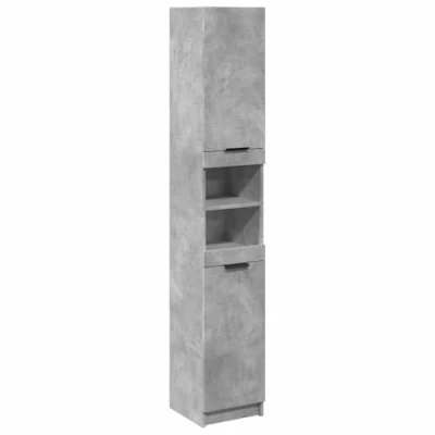 Image of vidaXL Bathroom Cabinet Concrete Grey Engineered Wood Modern Tall Storage Unit for 32x34x188.5 cm