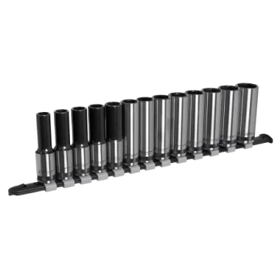 Image of Sealey Premier Socket Set Deep 13pc 1/2&quot;Sq Drive Metric Black Series