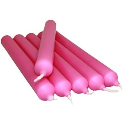 Image of REQUISITE NEEDS Pack of 10 x Colourful Paraffin Wax Dinner Stick Candles (Hot Pink)