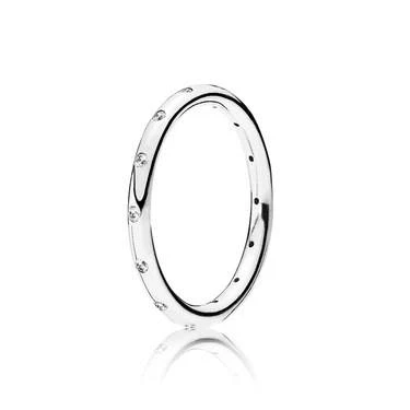 Image of PANDORA Timeless Women&#039;s Sterling Silver Simple Sparkling Band Cubic Zirconia Ring, Size 50, No Box