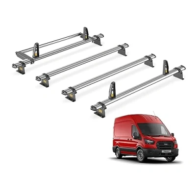 Image of Van Guard Trade Roof Rack for Ford Transit MK8 (2014+) 4 Steel Bars, Loadstops &amp; Rear Ladder Roller [Only suitable L3H3] UltiBar Trade] SB310 4/VGR 06