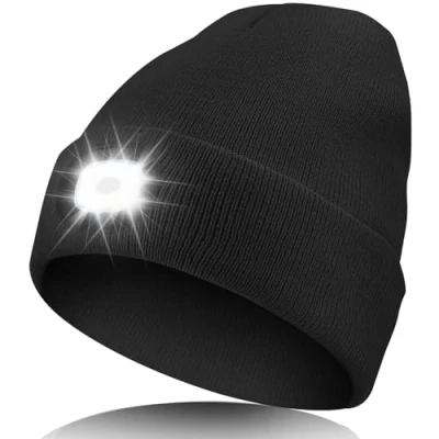 Image of Unisex LED Beanie Hat with Light, USB Rechargeable Headlamp Beanie, Birthday Gifts for Women Men Him Boyfriend