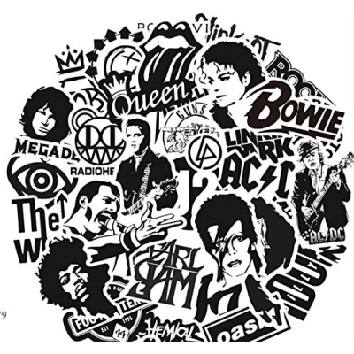 Image of Rock Music 50 Vinyl Stickers Decals for Laptops, Phones, Phone Case, Consoles, Walls, Luggage Books, Bottle (1 Each Design)