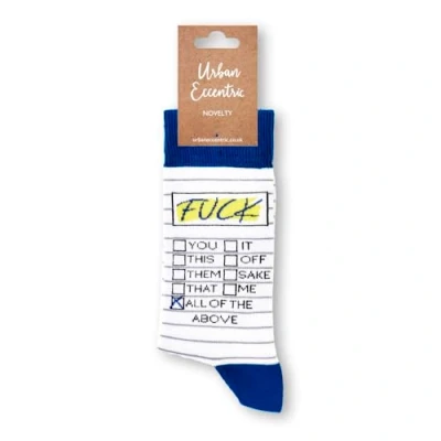 Image of Urban Eccentric Unisex Fuck, Tick List Socks Gift 1 Pair Cotton Rich Premium Novelty Gifts