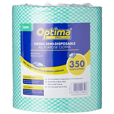 Image of Ramon Hygiene Lightweight All Purpose Cloth, Roll, 22 x 44 cm, Green 1 350 Cloths on a roll