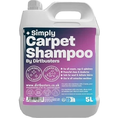 Image of Dirtbusters Simply Carpet Cleaner Shampoo (5L) Powerful Solution To Clean All Soiling &amp; Eliminate Odour, Urine Remove Stains, Wool Safe, For Machines