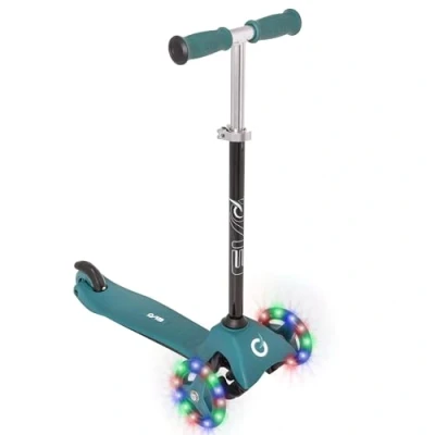 Image of EVO Light Up Mini Cruiser Scooter With Wheels For Kids Push Adjustable Height Handles Childrens Balance 3 Wheeled Kick Scooters Aged 2 7