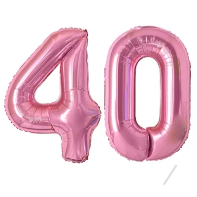 Image of Number Balloons 40,Pink 40 Balloon Inch Giant Helium Foil for Boys Girls 40th Birthday Party Decor Anniversary Decorations Supplies