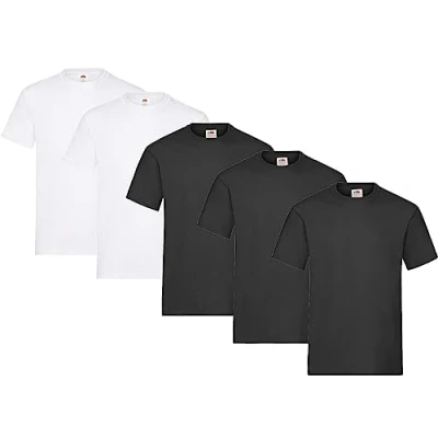 Image of Fruit of the Loom Men&#039;s T Shirt, Heavy Cotton, M, L, XL, XXL, 3XL, Various Colour Sets, Pack 5, XXL