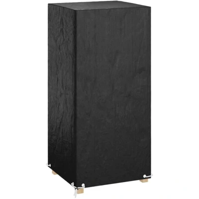 Image of vidaXL Durable Black Garden Chair Cover with Eyelets and Fastening Rope, UV Resistant, Water Polyethylene Material, Ideal for Outdoor Furniture Protection 75x70x140cm
