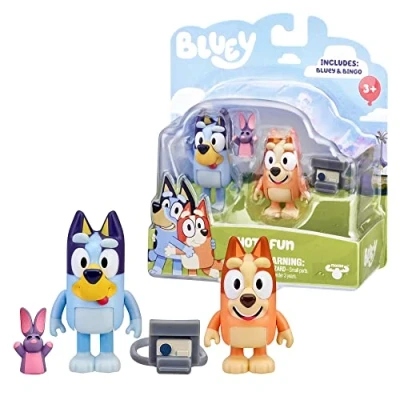Image of Giochi Preziosi Bluey Bly21100 Pair of Characters B Photographers + Bingo Articulated Figures Measuring from 6 to 8 cm, for Children 3 Years Old